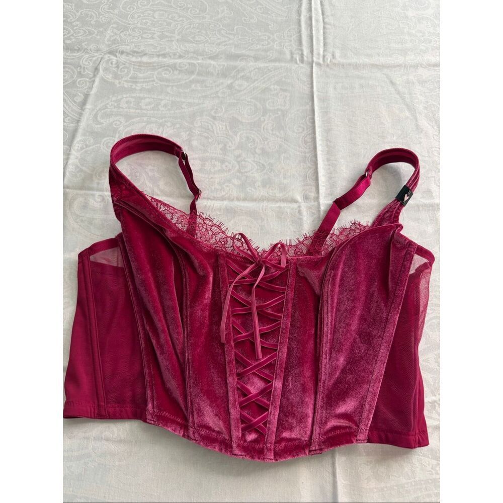NWT Victoria's Secret DREAM ANGELS Corset Bra Women's XL Red Velour Lace Sexy